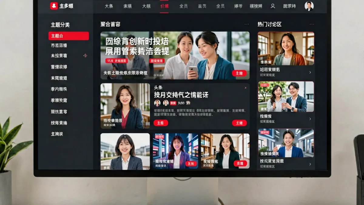 97cao综合门户首屏全景展示：多栏目内容聚合界面，包含热门话题、精选内容和用户热议区域